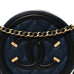 Caviar Quilted Round Filigree Crossbody Navy Black