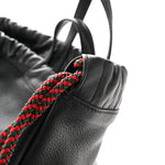 Calfskin Logo Drawstring Backpack Black