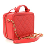 Caviar Quilted Small CC Filigree Vanity Case Red