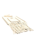 Calfskin Quilted Fringe Small Shopping Bag White