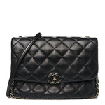 Lambskin Quilted Enamel CC Chain Frame Flap Black
