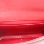 Iridescent Caviar Quilted Clutch With Chain Flap Red
