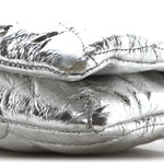 Metallic Crinkled Nappa Pillow Quilted Tiny Softie Bag Silver