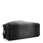 Washed Denim Quilted Large Chanel 25 Handbag Black