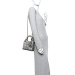 Satin Crystal Cannage Mini Lady Dior Gray