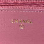 Tweed Quilted Wallet On Chain WOC Pink
