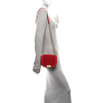 Calfskin Shearling Quilted Small Boy Messenger Bag Red