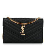 Grain De Poudre Matelasse Chevron Monogram Chain Wallet Black