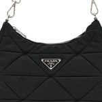 Re-Nylon Triangle Padded Patchwork Shoulder Bag Black