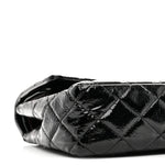 Distressed Patent Quilted Medium Double Flap Black