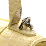 Calfskin Crocodile Embossed Small Hourglass Top Handle Bag Pale Yellow