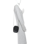 Sakai Be Green Calfskin Diagonal Stitched Mini Blondie Vertical Shoulder Bag Black