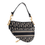 Oblique Embroidered Saddle Bag Blue