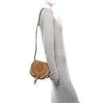 Suede Calfskin Shearling Small Marcie Saddle Bag Summery Beige
