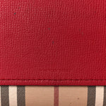 Grainy Calfskin Haymarket Check Medium Reversible Tote Red