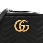 Calfskin Matelasse Small GG Marmont Camera Bag Black