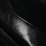 Shiny Crinkled Calfskin Studded Saddle Bag Black