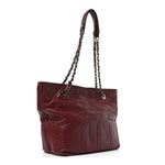 Aged Calfskin Small Shopping In Moscow Tote Burgundy