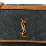 Denim Suede Monogram Medium Niki Chain Satchel Blue Cinnamon