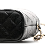 Caviar Quilted Hobo Clutch With Chain Black