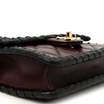 Lambskin Braided Calfskin Mini Flap Bag Dark Burgundy Black