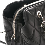 Lambskin Quilted Chic and Soft Shopping Tote Black