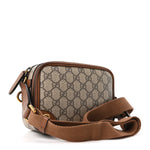 GG Supreme Monogram Textured Calfskin Emblem Mini Crossbody Beige Dark Brown