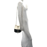Aged Calfskin Quilted Small Gabrielle Bucket White Black