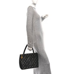 Caviar Quilted Medallion Tote Black
