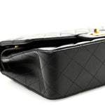 Lambskin Quilted Medium Double Flap Black