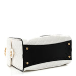 Braided Raffia Calfskin Quilted Small Chanel 25 Handbag White Black