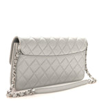 Metallic Sheepskin Quilted Small Beauty Lock Flap Silver