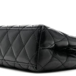 Shiny Aged Calfskin Quilted Nano Kelly Shopper Black