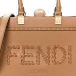 Vitello Santa Barbara Woven Logo Small Fendi Sunshine Shopper Tote Cappucino