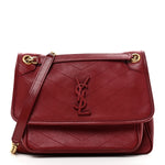 Lambskin Matelasse Monogram Medium Niki Chain Satchel Rouge Legion