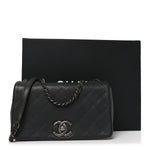 Calfskin Diamond Embossed Medium New Chic Flap Dark Grey