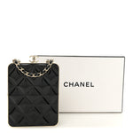 Lambskin Plexi Quilted CC Evening Clutch With Chain Black
