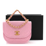 Calfskin Quilted Small Messenger Flap Light Pink