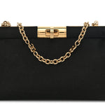 Satin Small Marlene Chain Clutch Black