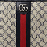 GG Supreme Monogram Textured Dollar Calfskin Web Large Savoy Trolley Suitcase Beige Blue