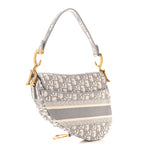 Oblique Embroidered Saddle Bag Gray