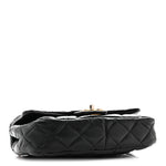 Patent Goatskin Quilted Small CC Eyelet Flap Black