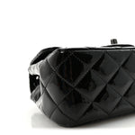 Patent Calfskin Quilted Mini Square Flap So Black