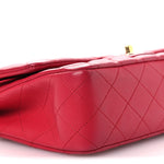 Lambskin Quilted Medium Double Flap Red