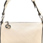 Sakai Be Green Calfskin Diagonal Stitched Mini Blondie Barrel Shoulder Bag Mystic White