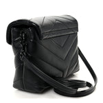 Calfskin Y Quilted Monogram Monochrome Toy Loulou Crossbody Bag Black