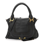 Calfskin Medium Marcie Satchel Black