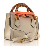 Wonka Grain Calfskin Mini Diana Tote Bag Mystic White Orange Fluo