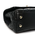 Goatskin Quilted Rainbow Extra Mini Coco Handle Flap Black