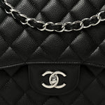 Caviar Quilted Jumbo Double Flap Black